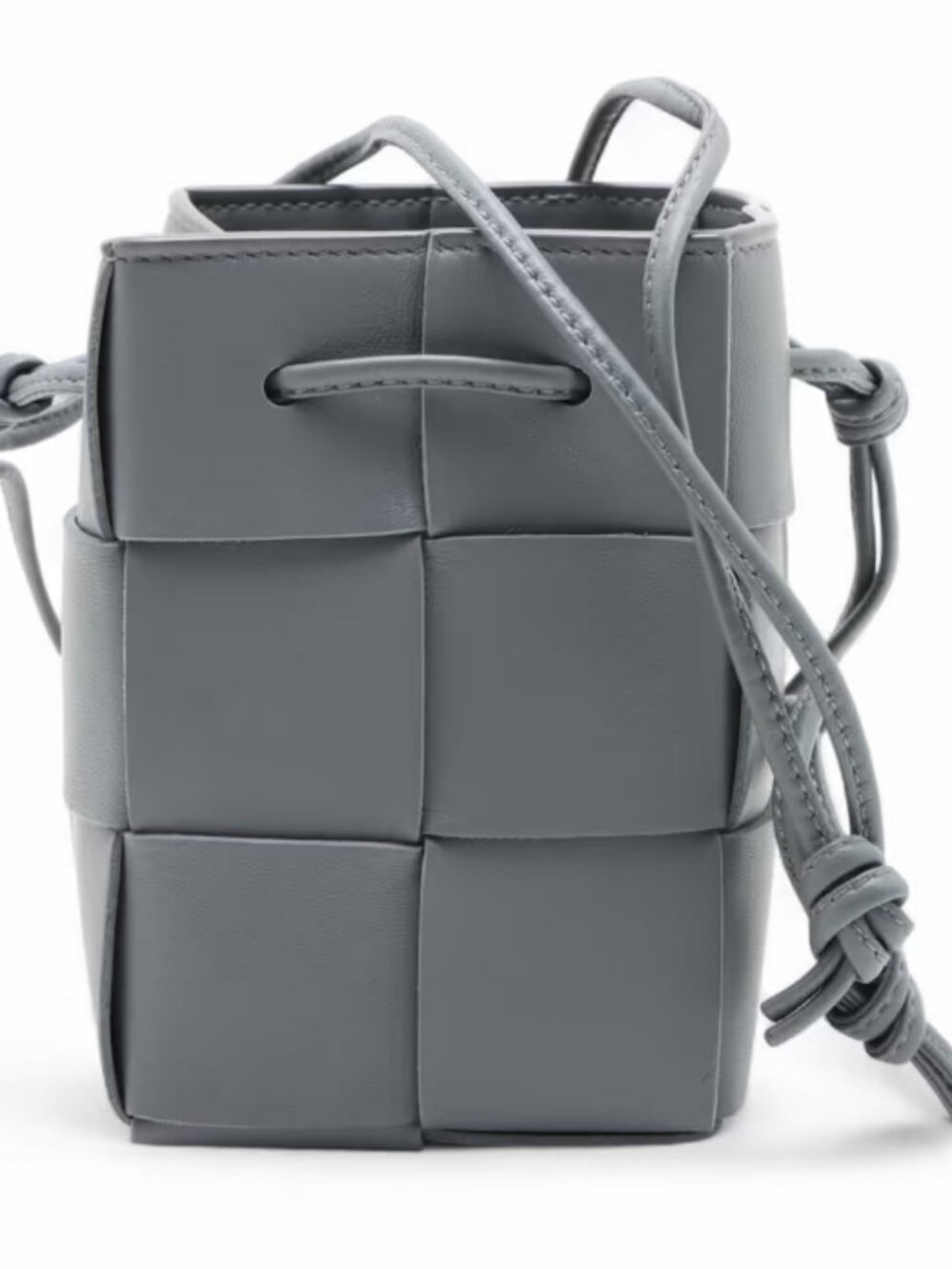 Bottega Veneta Maxi Intrecciato Cassette Mini Crossbody Bag Gray